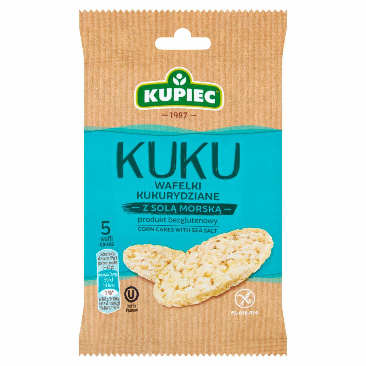 Zdjęcia - Kupiec Kuku Wafelki kukurydziane z solą morską 18 g (5 sztuk)