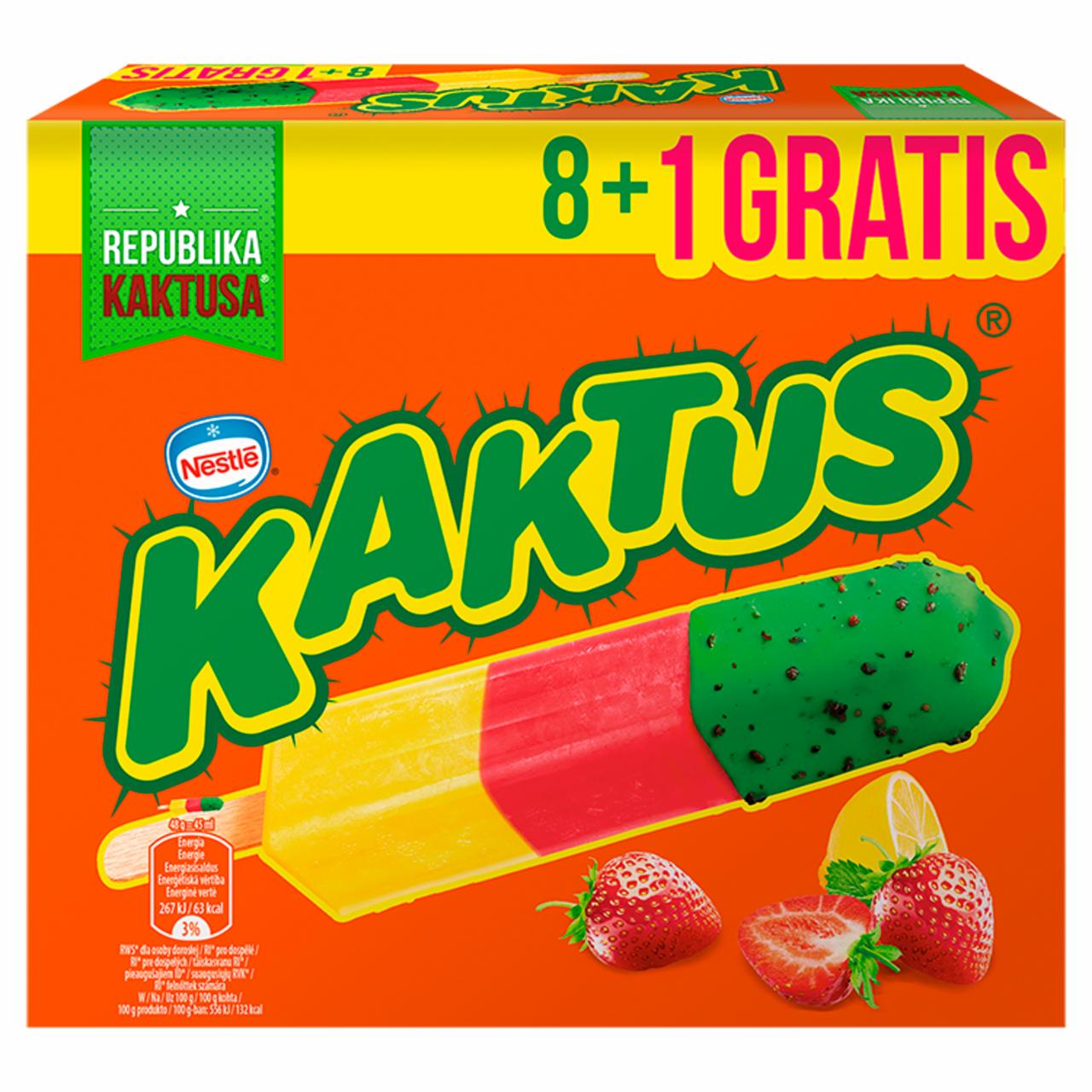 Zdjęcia - Kaktus Lody wodne o smaku cytrynowym i sorbet truskawkowy 405 ml (9 sztuk)