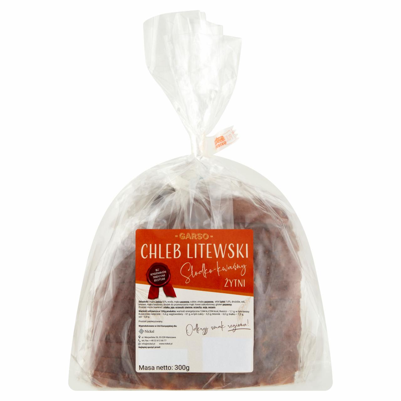 Zdjęcia - Garso Chleb litewski żytni słodko-kwaśny 300 g