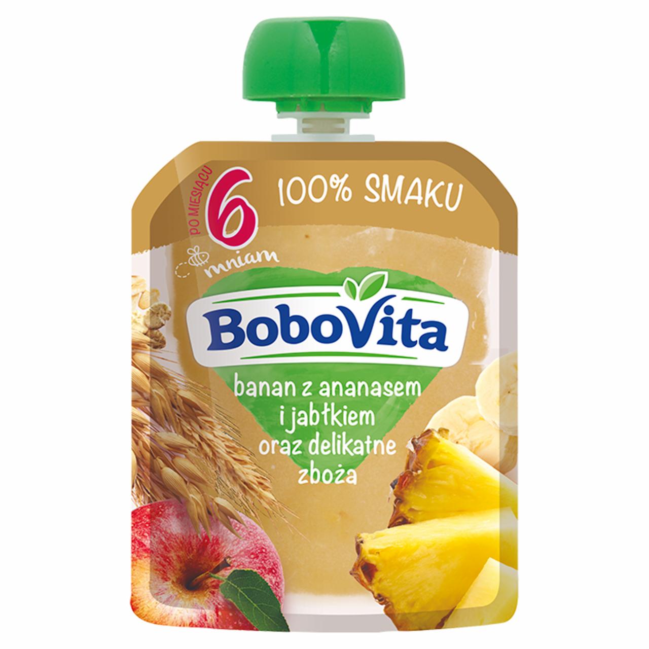 Zdjęcia - BoboVita Banan z ananasem i jabłkiem oraz delikatne zboża po 6 miesiącu 80 g