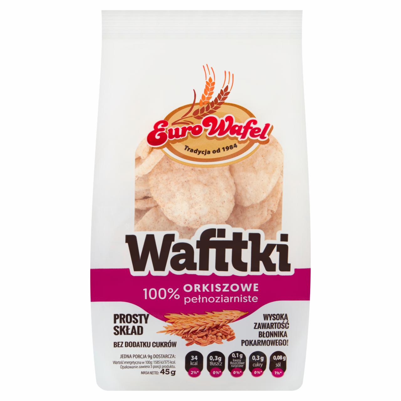 Zdjęcia - Eurowafel Wafitki 100% orkiszowe pełnoziarniste 45 g