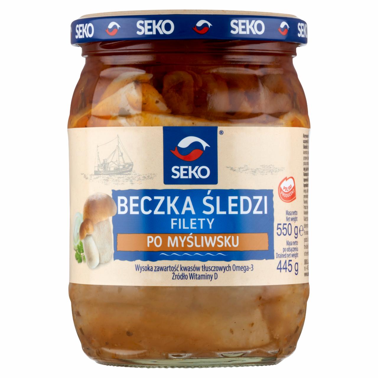 Zdjęcia - Seko Beczka śledzi Filety po myśliwsku 550 g