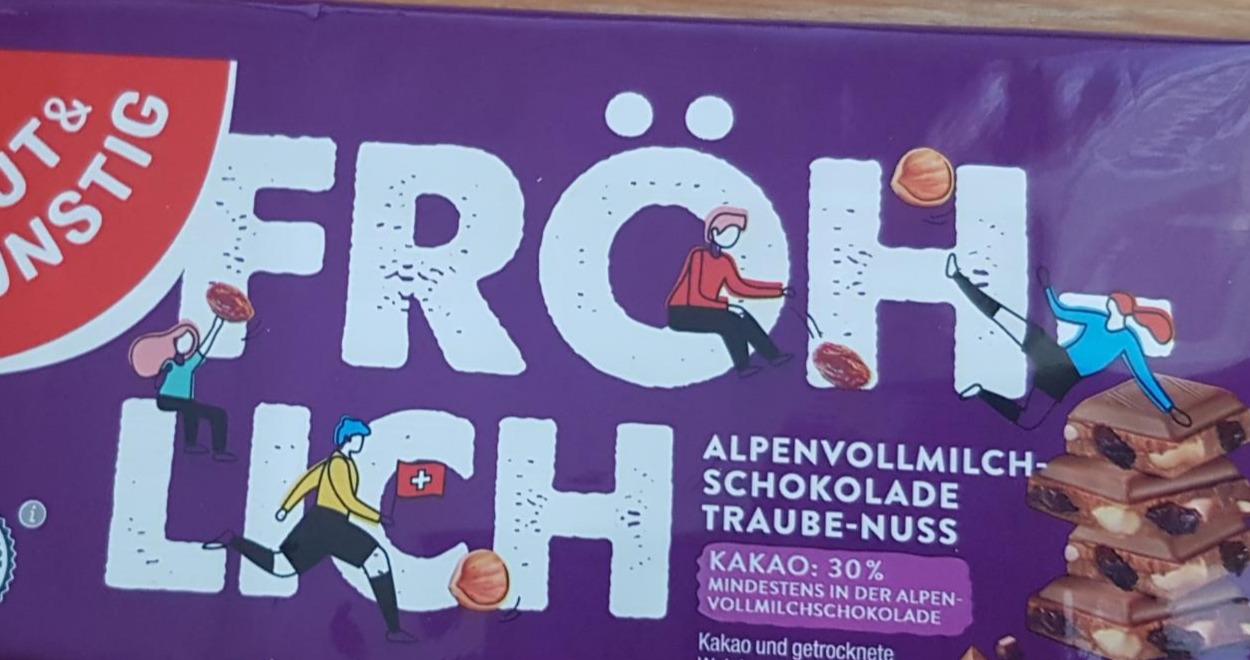 Zdjęcia - Alpenvollmilch schokolade traube nuss Gut&Gunstig