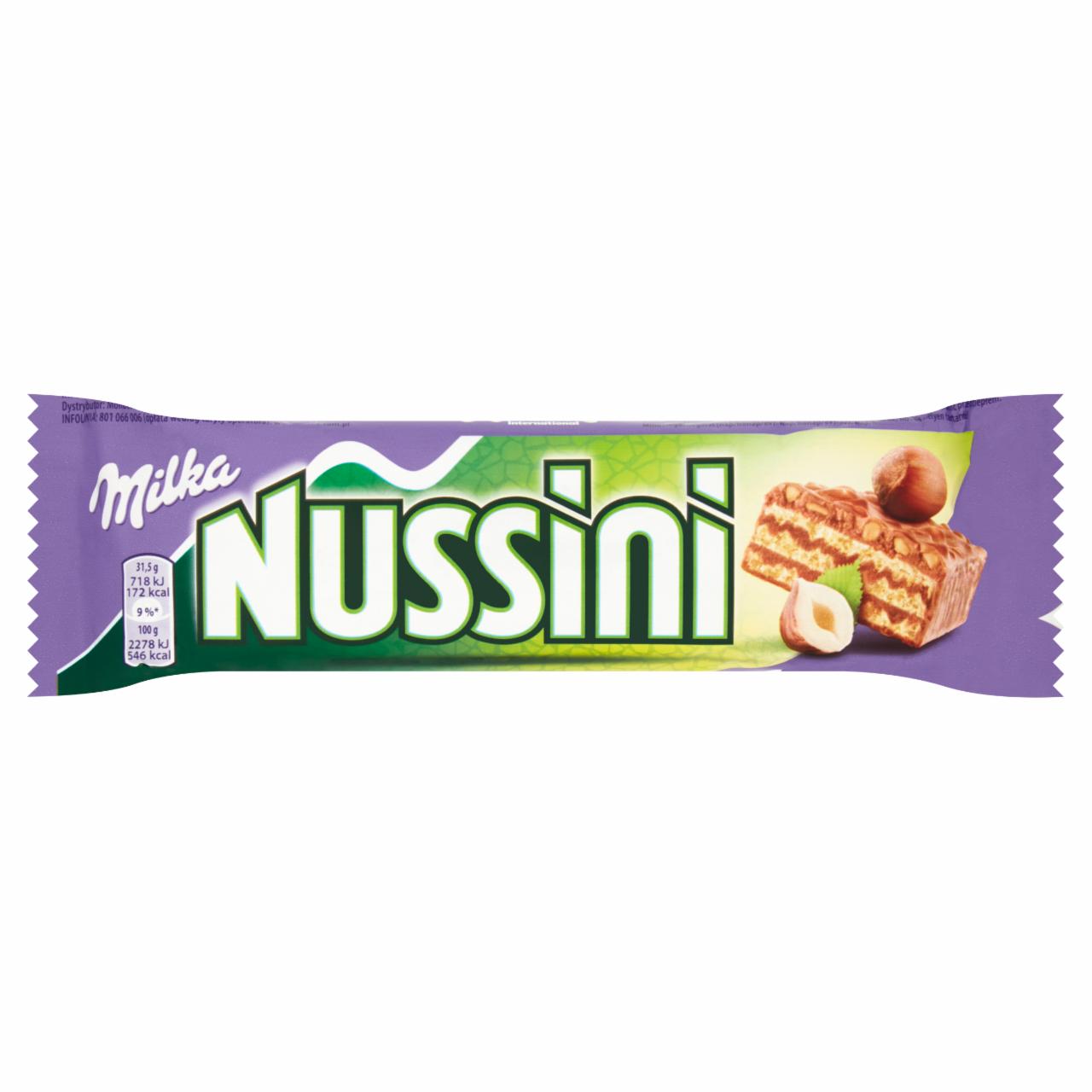 Zdjęcia - Milka Nussini Wafelek z orzechowo-kakaowym nadzieniem 31,5 g