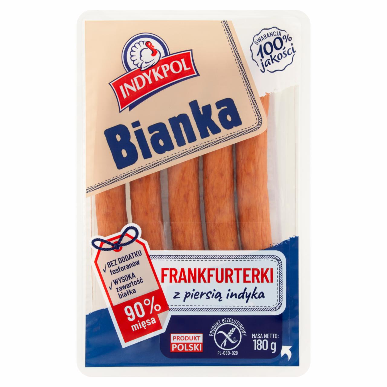 Zdjęcia - Indykpol Bianka Frankfurterki z piersią indyka 180 g