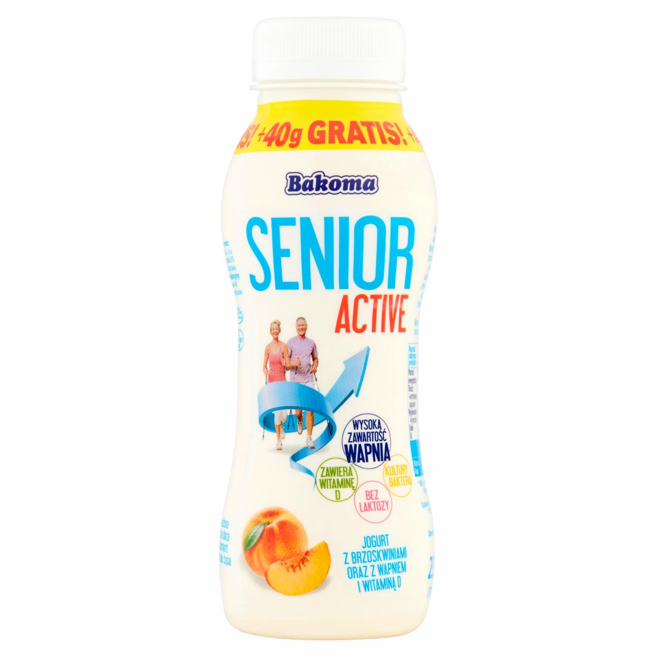 Zdjęcia - Bakoma Senior Active Jogurt z brzoskwiniami oraz z wapniem i witaminą D 230 g