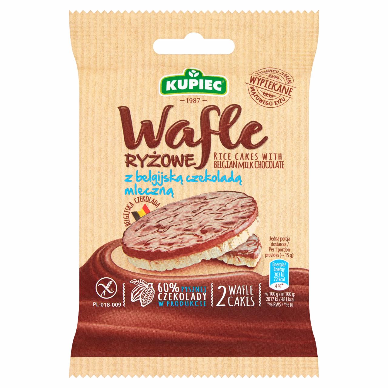 Zdjęcia - Kupiec Wafle ryżowe z belgijską czekoladą mleczną 30 g (2 sztuki)