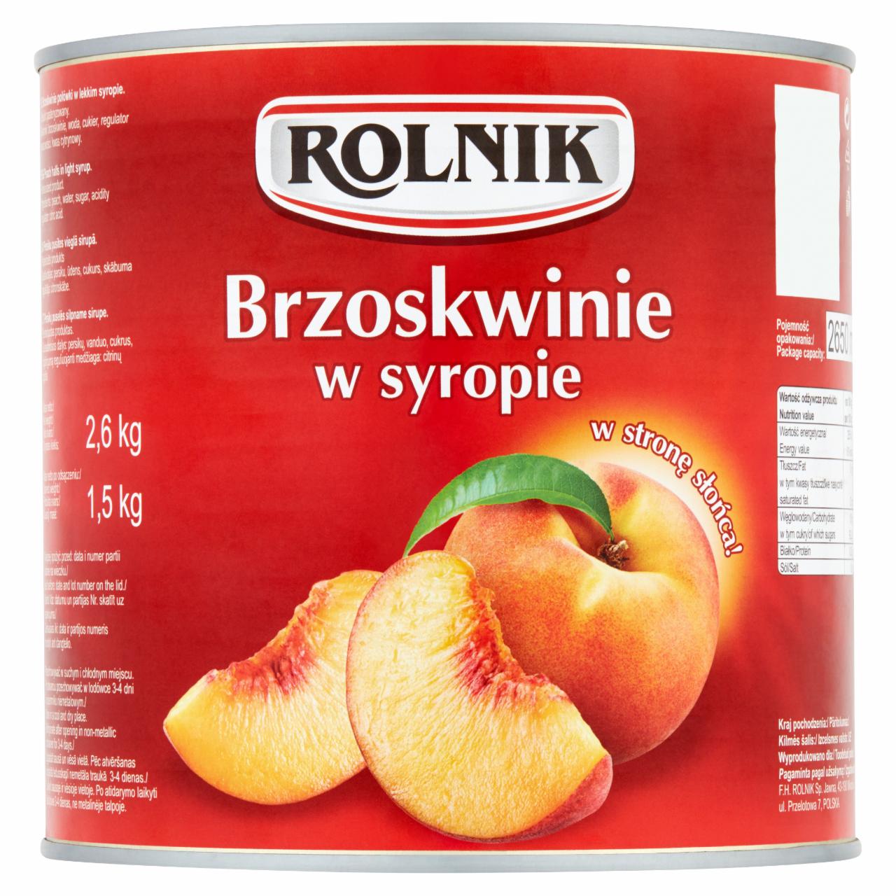 Zdjęcia - Rolnik Brzoskwinie w syropie 2,6 kg