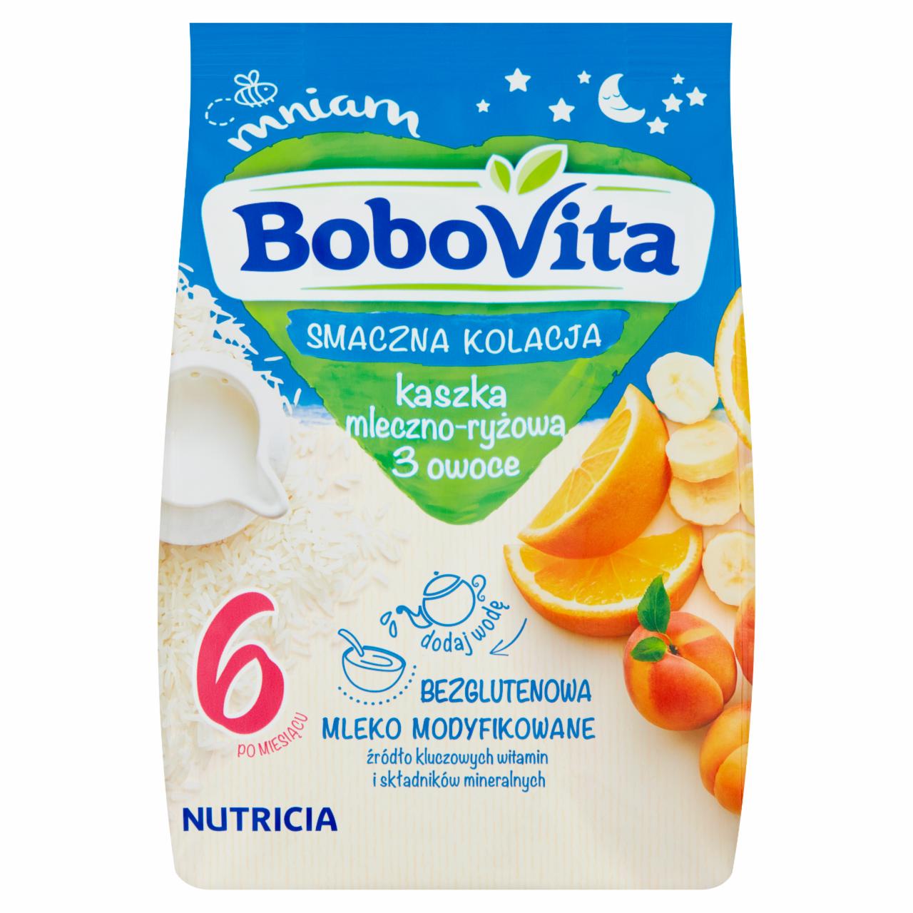 Zdjęcia - BoboVita Smaczna Kolacja Kaszka mleczno-ryżowa 3 owoce po 6 miesiącu 230 g