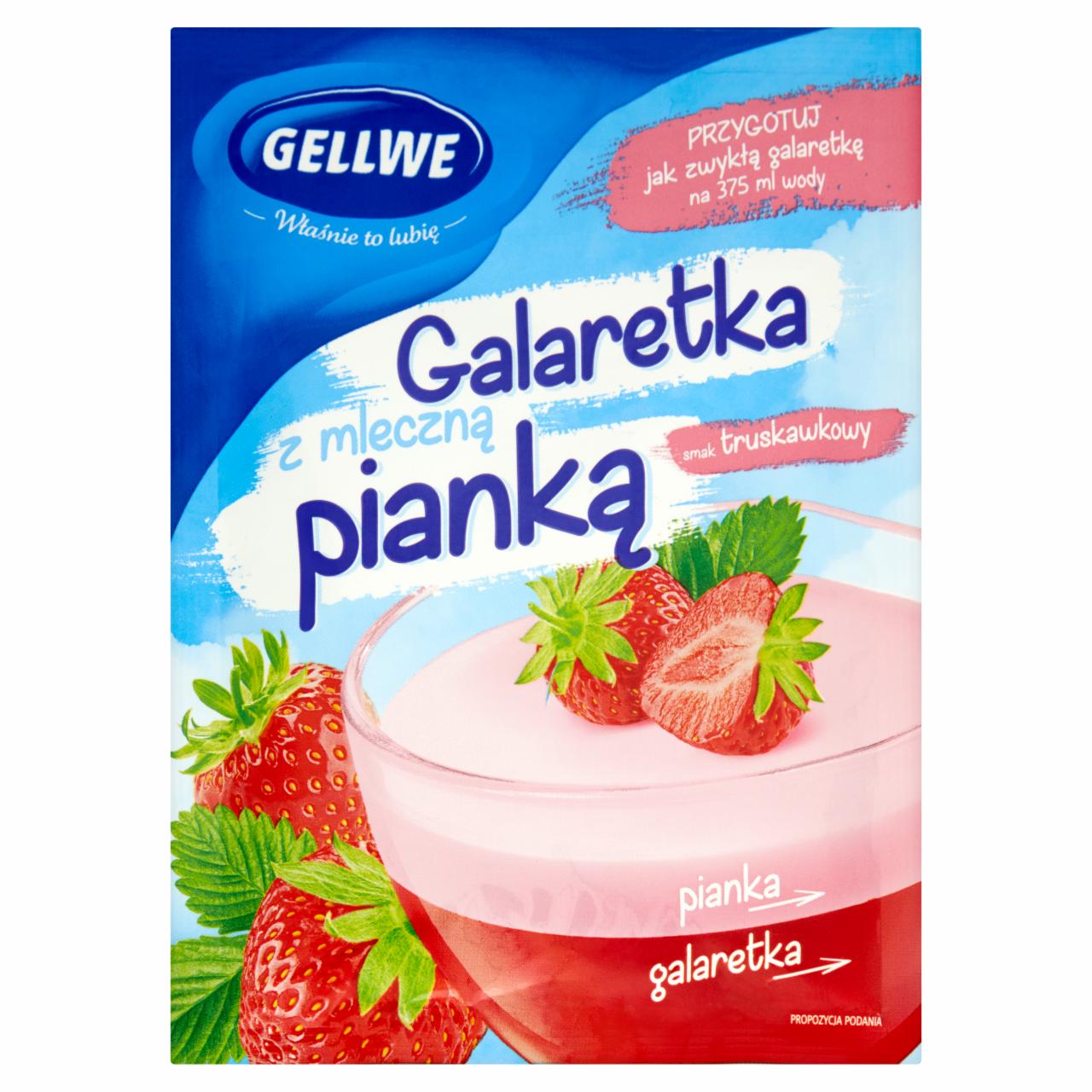 Zdjęcia - Gellwe Galaretka z mleczną pianką smak truskawkowy 72 g