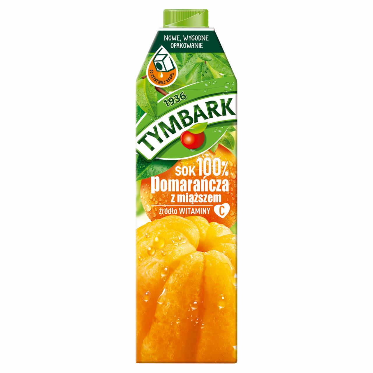 Zdjęcia - Tymbark Sok 100% pomarańcza z miąższem 1 l