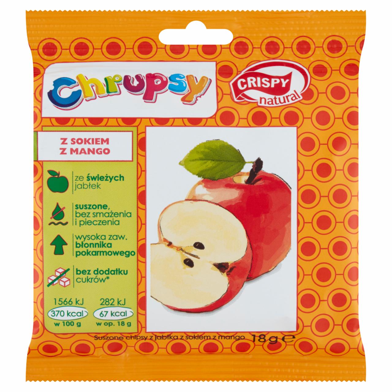 Zdjęcia - Crispy Natural Suszone plastry jabłek o smaku mango 18 g