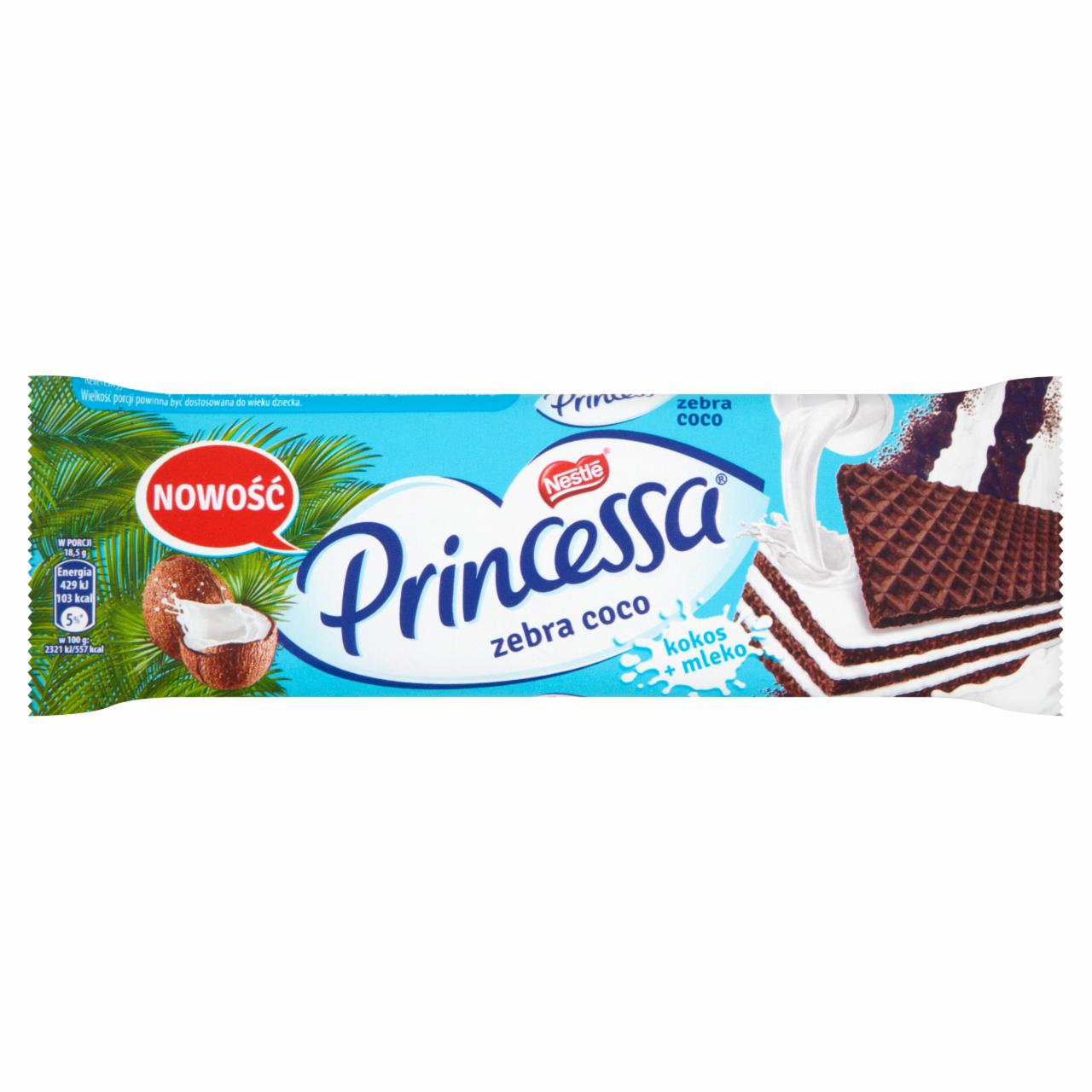 Zdjęcia - Princessa zebra coco Kakaowy wafel przekładany kremem kokosowym 37 g