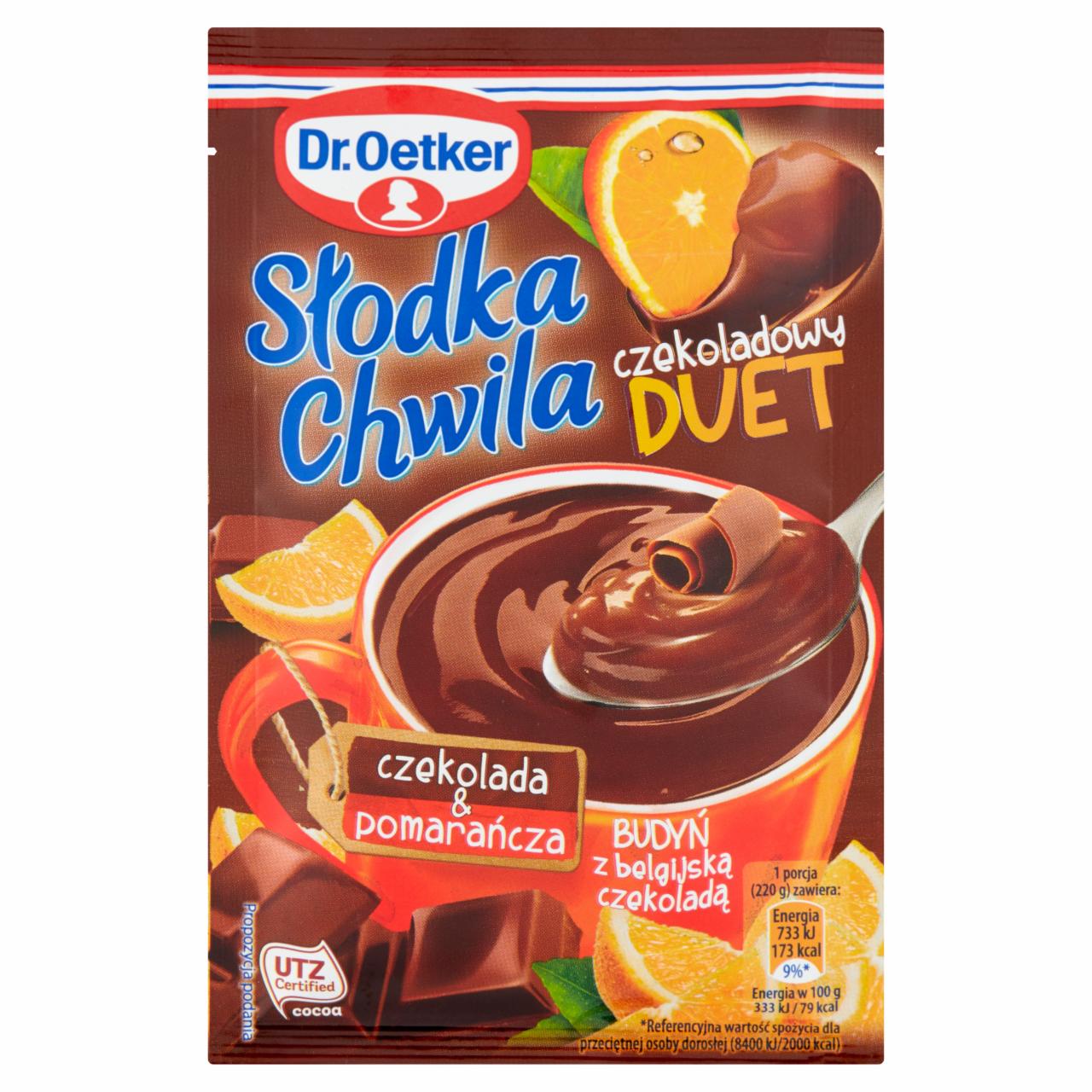 Zdjęcia - Dr. Oetker Słodka Chwila Czekoladowy Duet Budyń z belgijską czekoladą czekolada & pomarańcza 45 g