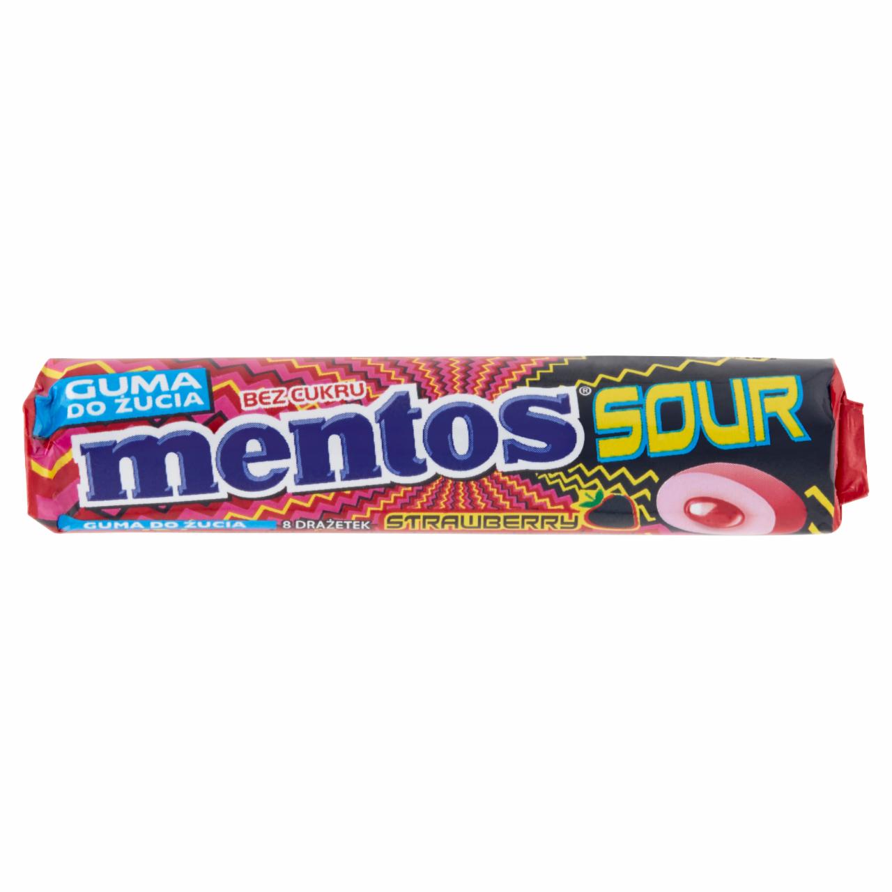 Zdjęcia - Mentos Sour Strawberry Guma do żucia bez cukru 15,5 g (8 sztuk)