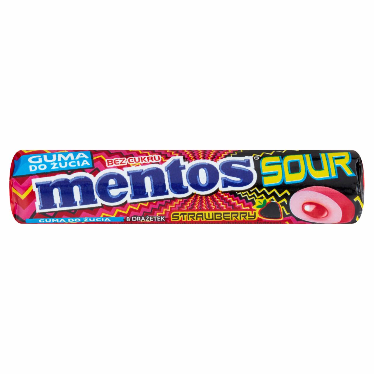 Zdjęcia - Mentos Sour Strawberry Guma do żucia bez cukru 15,5 g (8 sztuk)