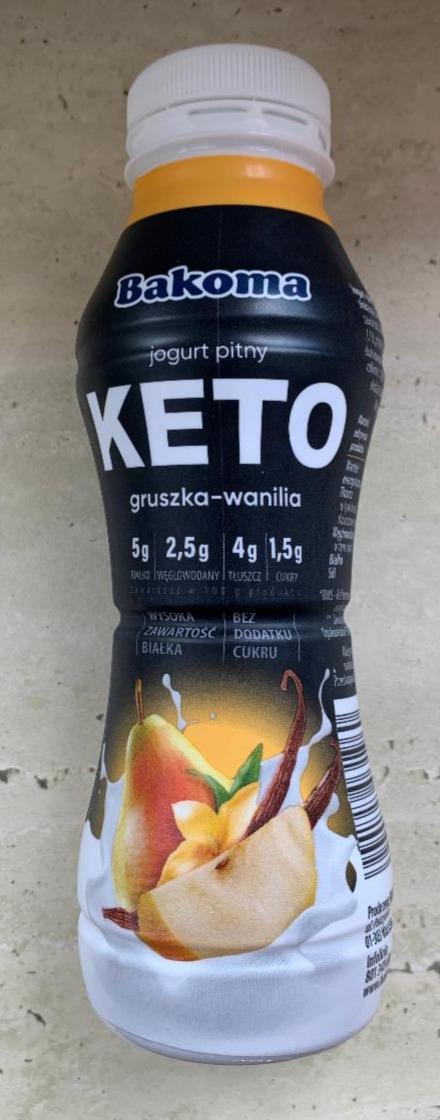 Zdjęcia - Bakoma Keto Jogurt pitny gruszka-wanilia 300 g