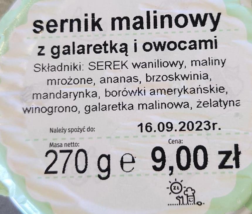 Zdjęcia - Sernik malinowy z galaretką i owocami Ślimak