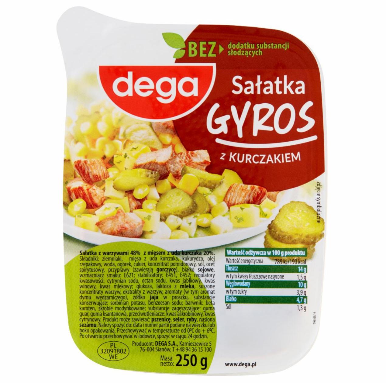 Zdjęcia - dega Sałatka gyros z kurczakiem 250 g