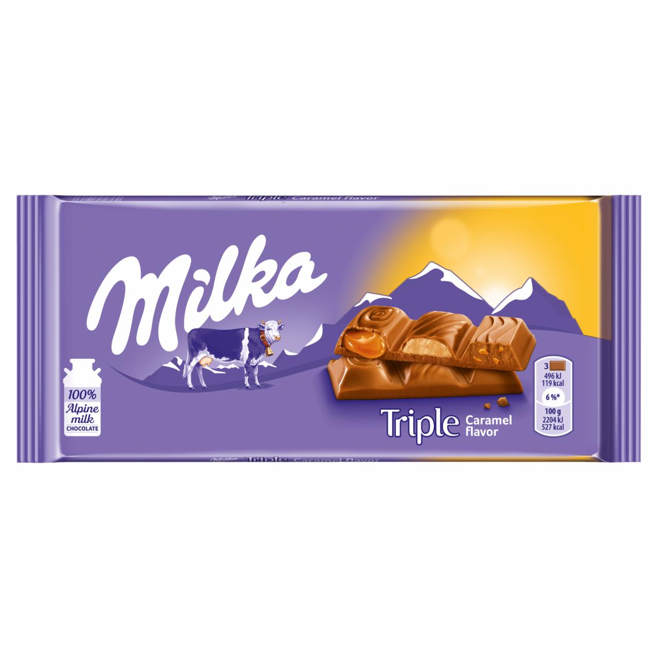 Zdjęcia - Milka Czekolada mleczna Triple Caramel 90 g