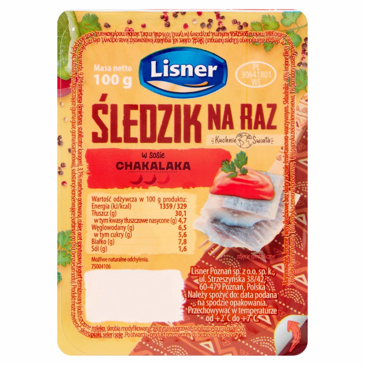 Zdjęcia - Lisner Śledzik na raz w sosie chakalaka 100 g