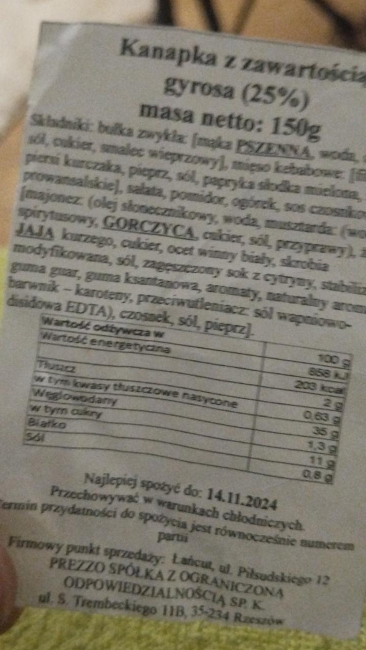 Zdjęcia - Kanapka z zawartością gyrosa Prezzo