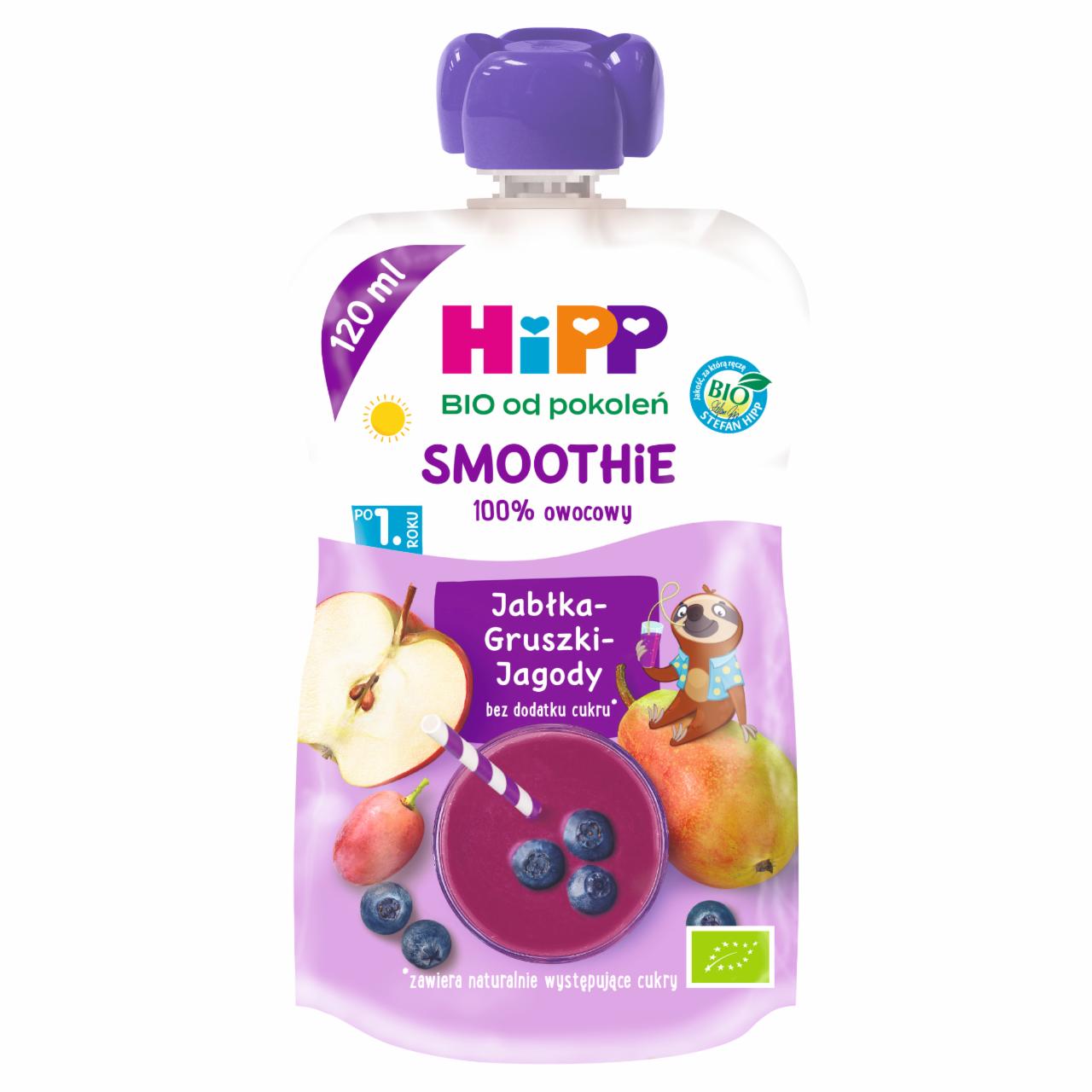 Zdjęcia - HiPP BIO Smoothie Mus z owoców i soków po 1. roku jabłka-gruszki-jagody 120 ml