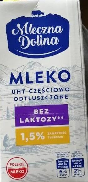 Zdjęcia - Mleko UHT bez laktozy 1,5% Mleczna dolina