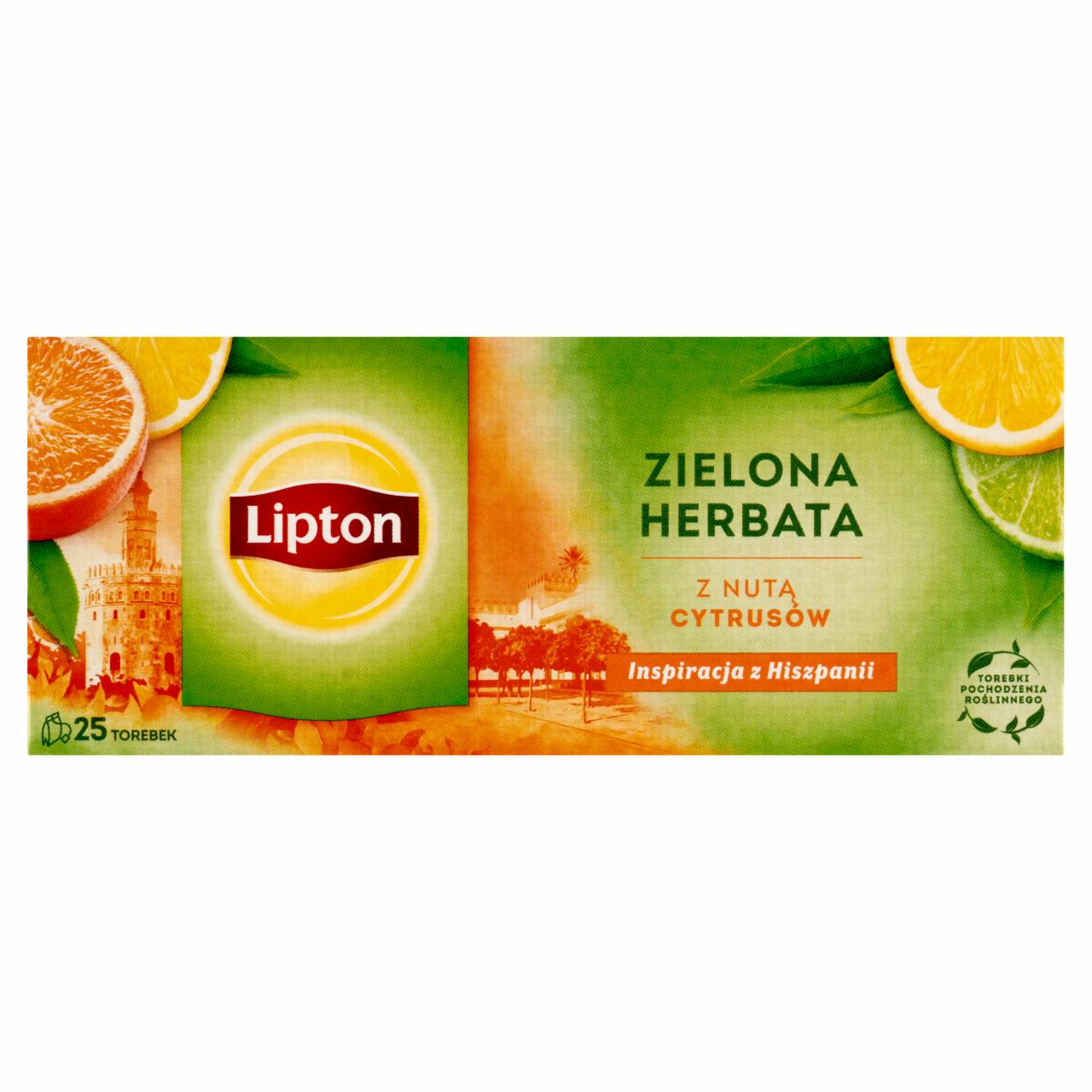 Zdjęcia - Lipton Zielona herbata z nutą cytrusów 32,5 g (25 torebek)