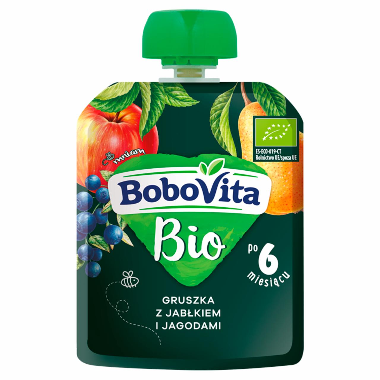 Zdjęcia - BoboVita Bio Gruszka z jabłkiem i jagodami po 6 miesiącu 80 g