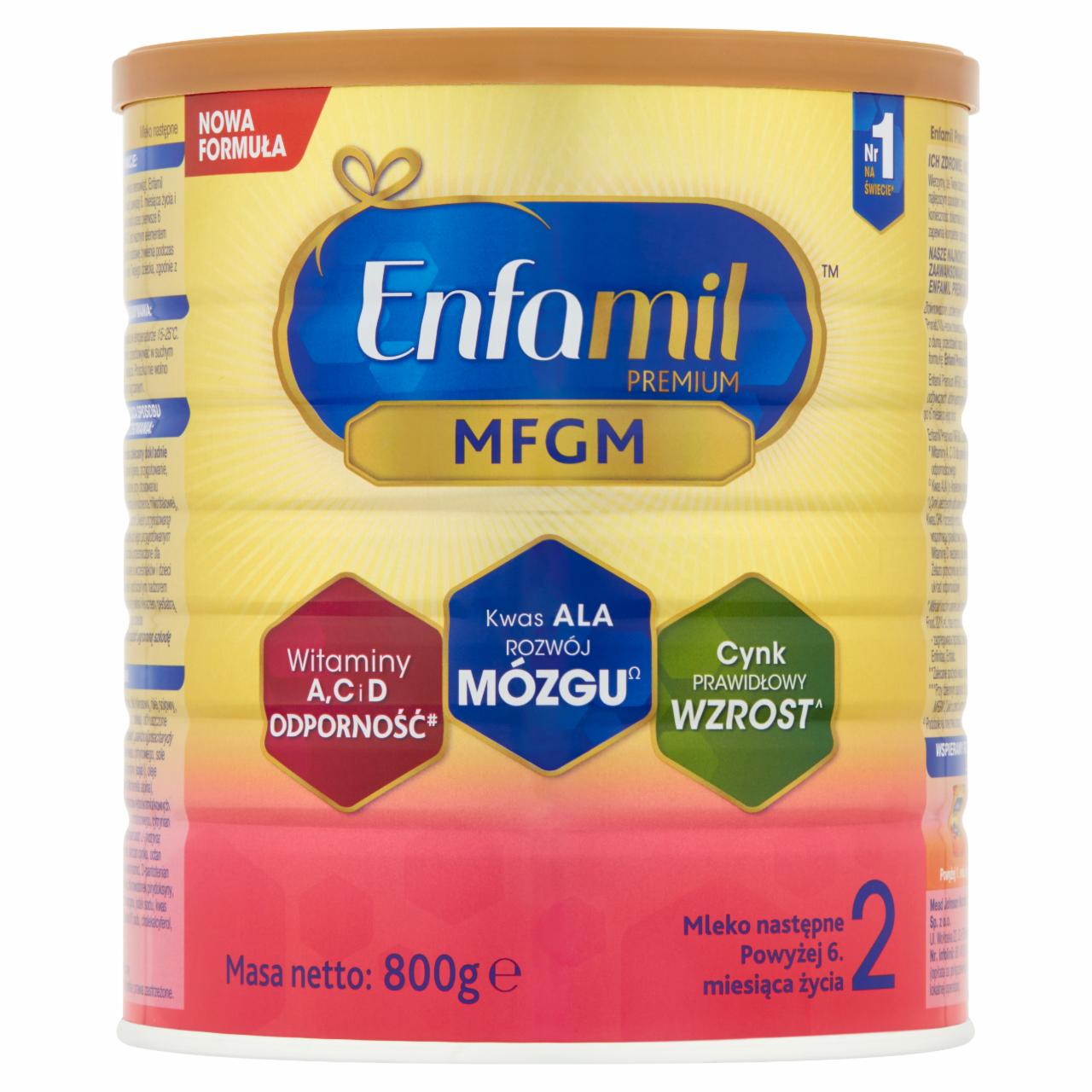 Zdjęcia - Enfamil Premium MFGM 2 Mleko następne powyżej 6. miesiąca życia 800 g