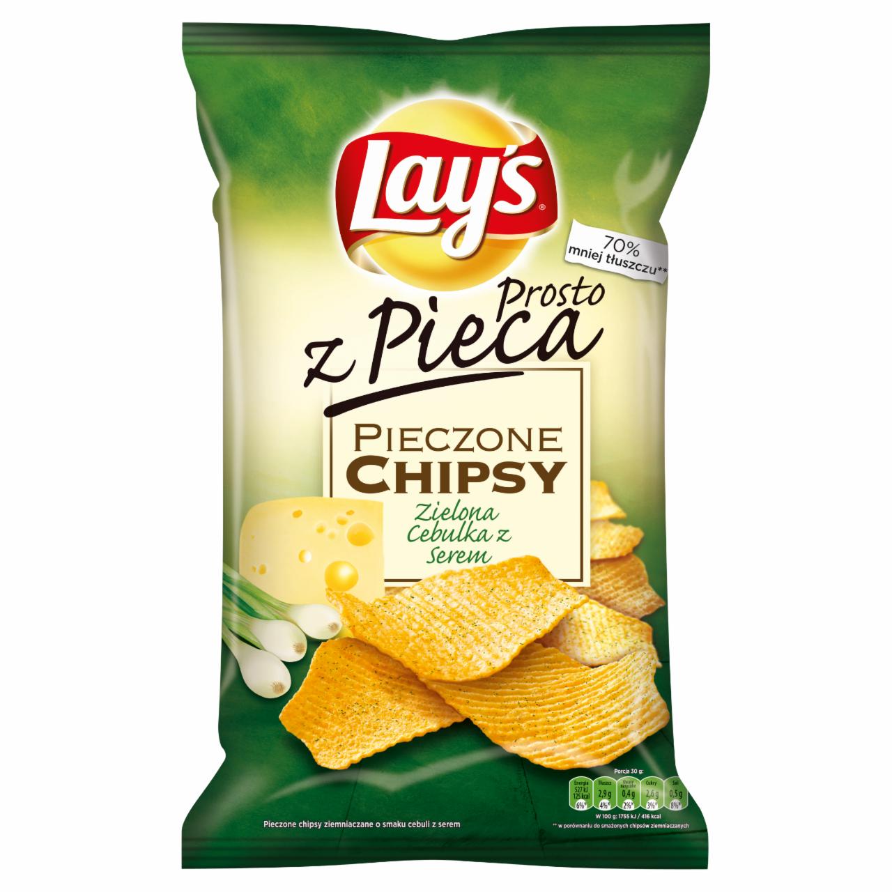 Zdjęcia - Lay's Prosto z Pieca Pieczone chipsy Zielona Cebulka z Serem 130 g