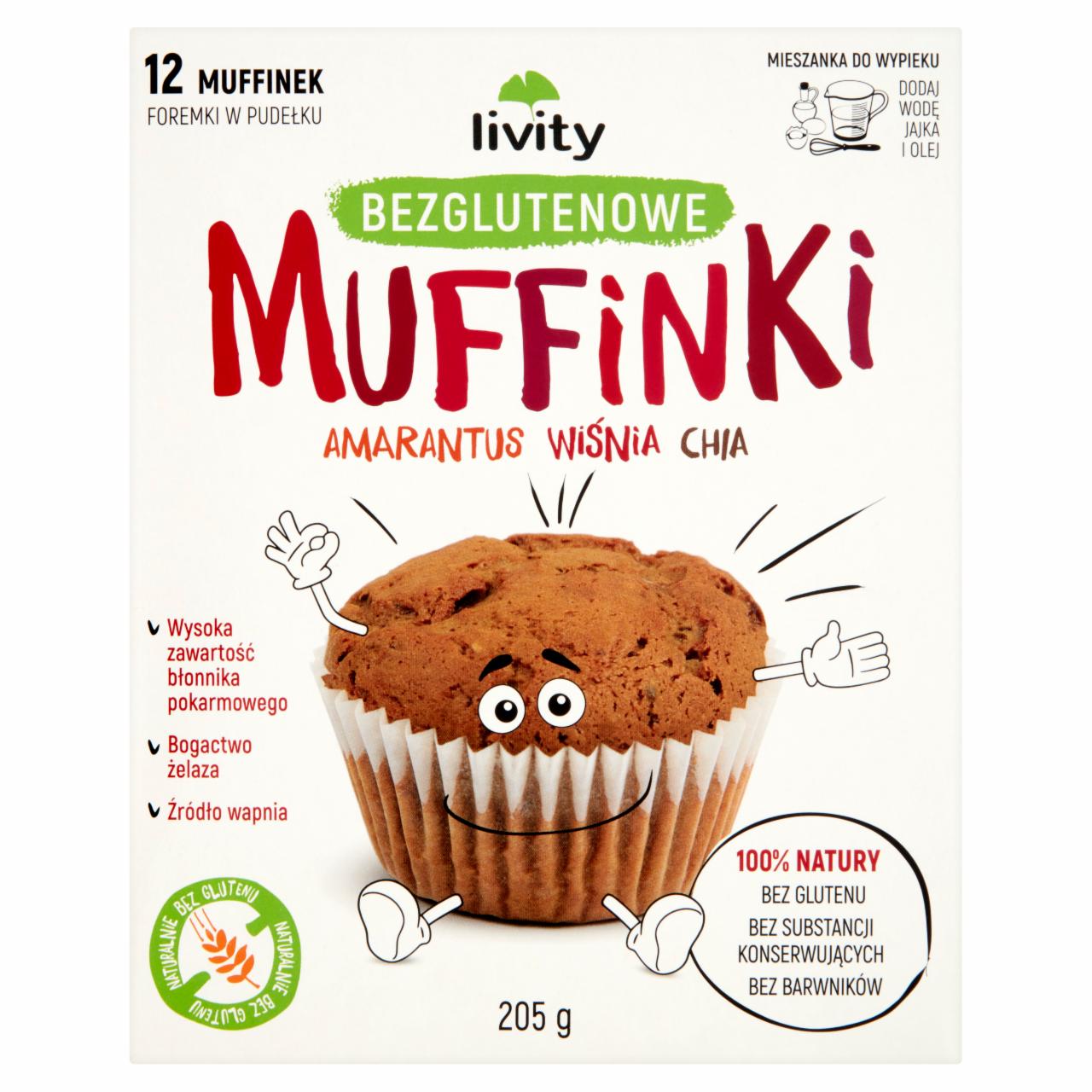 Zdjęcia - Livity Muffinki bezglutenowe amarantus wiśnia chia 205 g