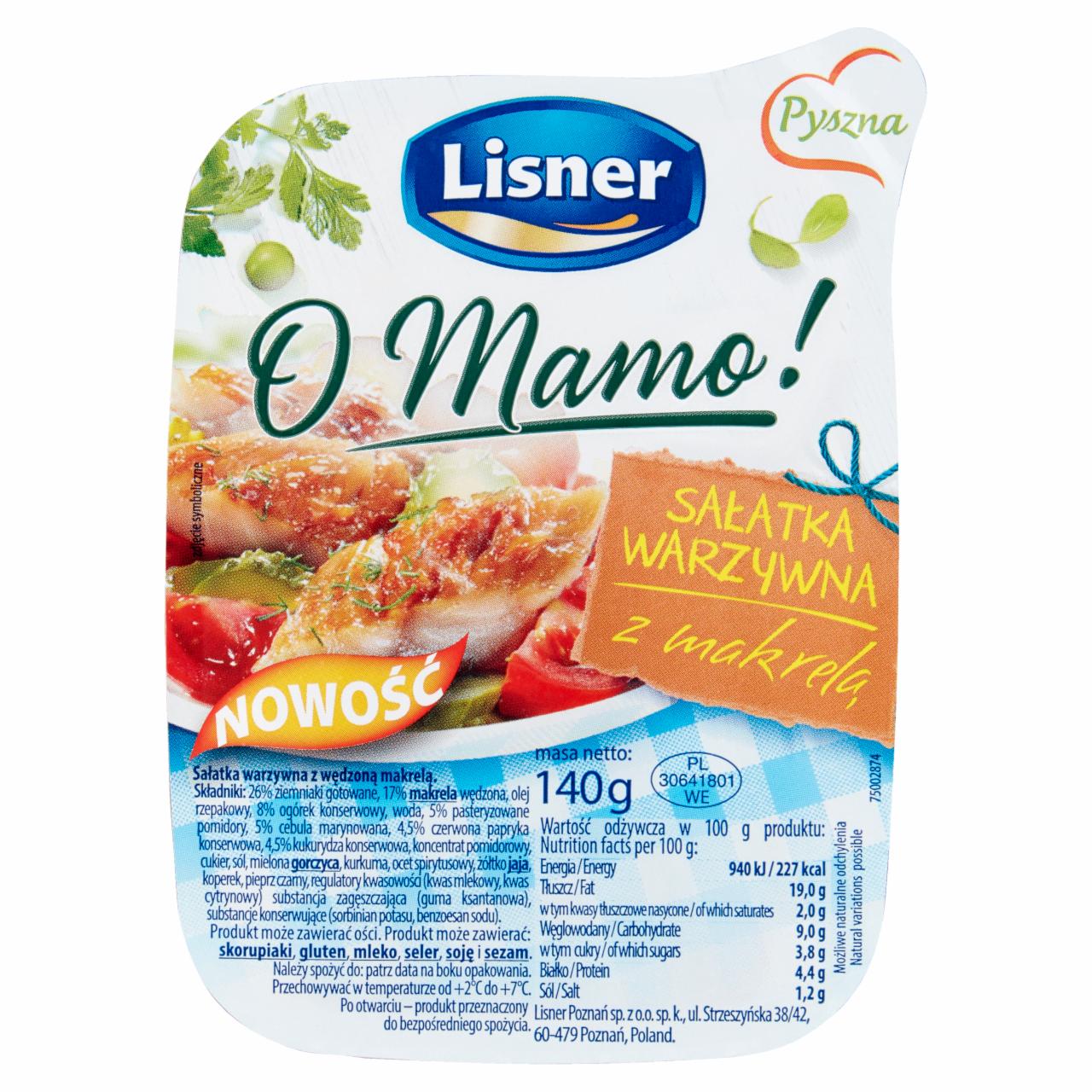 Zdjęcia - Lisner O Mamo! Sałatka warzywna z makrelą 140 g