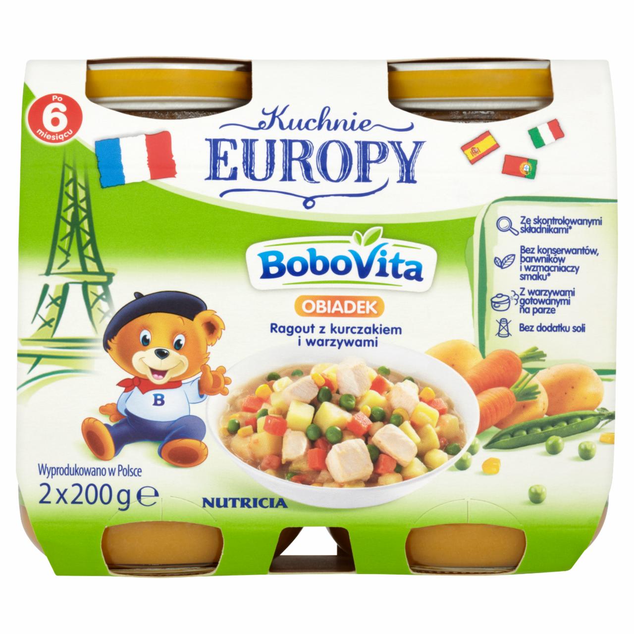 Zdjęcia - BoboVita Kuchnie Europy Obiadek Ragout z kurczakiem i warzywami po 6 miesiącu 2 x 200 g