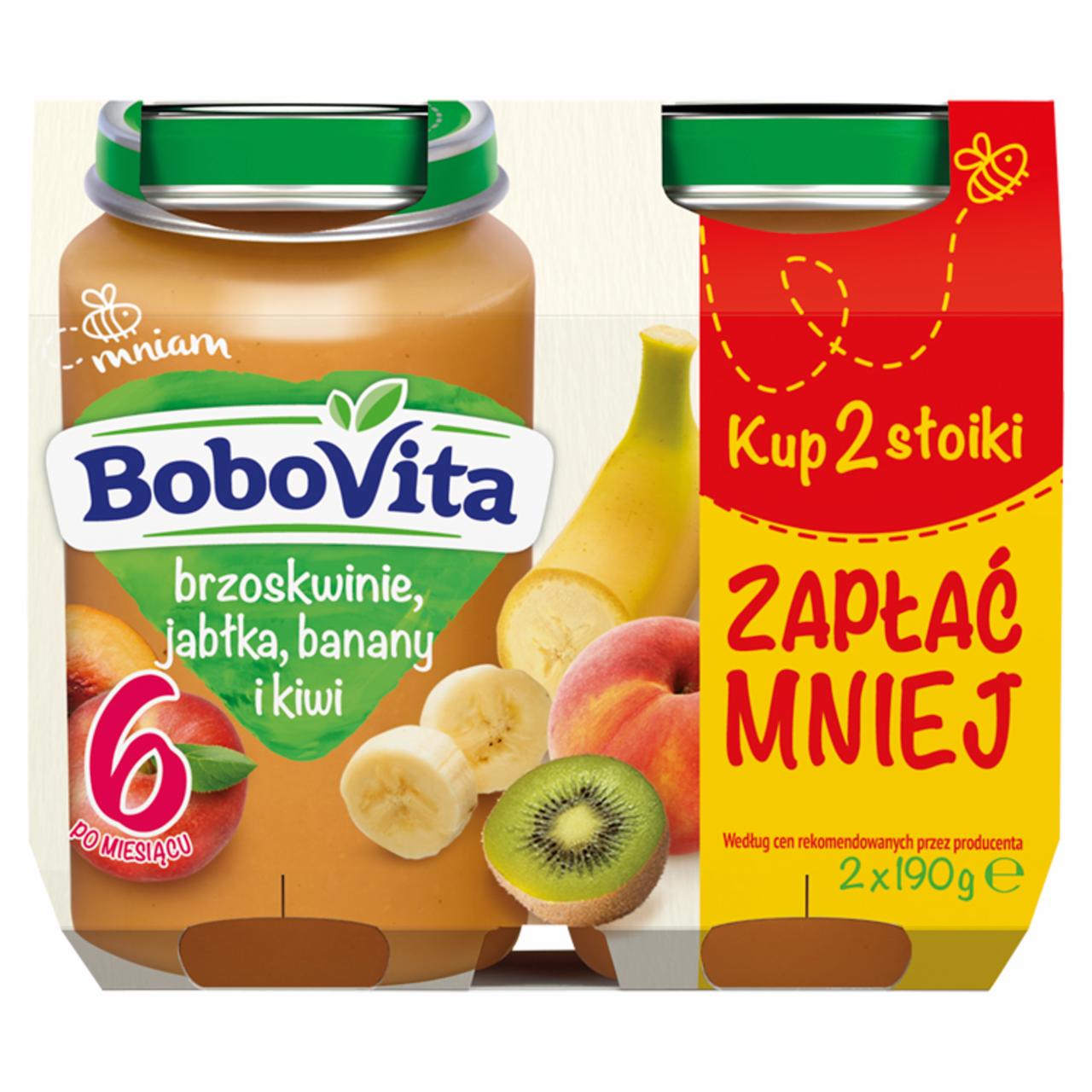 Zdjęcia - BoboVita Brzoskwinie jabłka banany i kiwi po 6 miesiącu 2 x 190 g