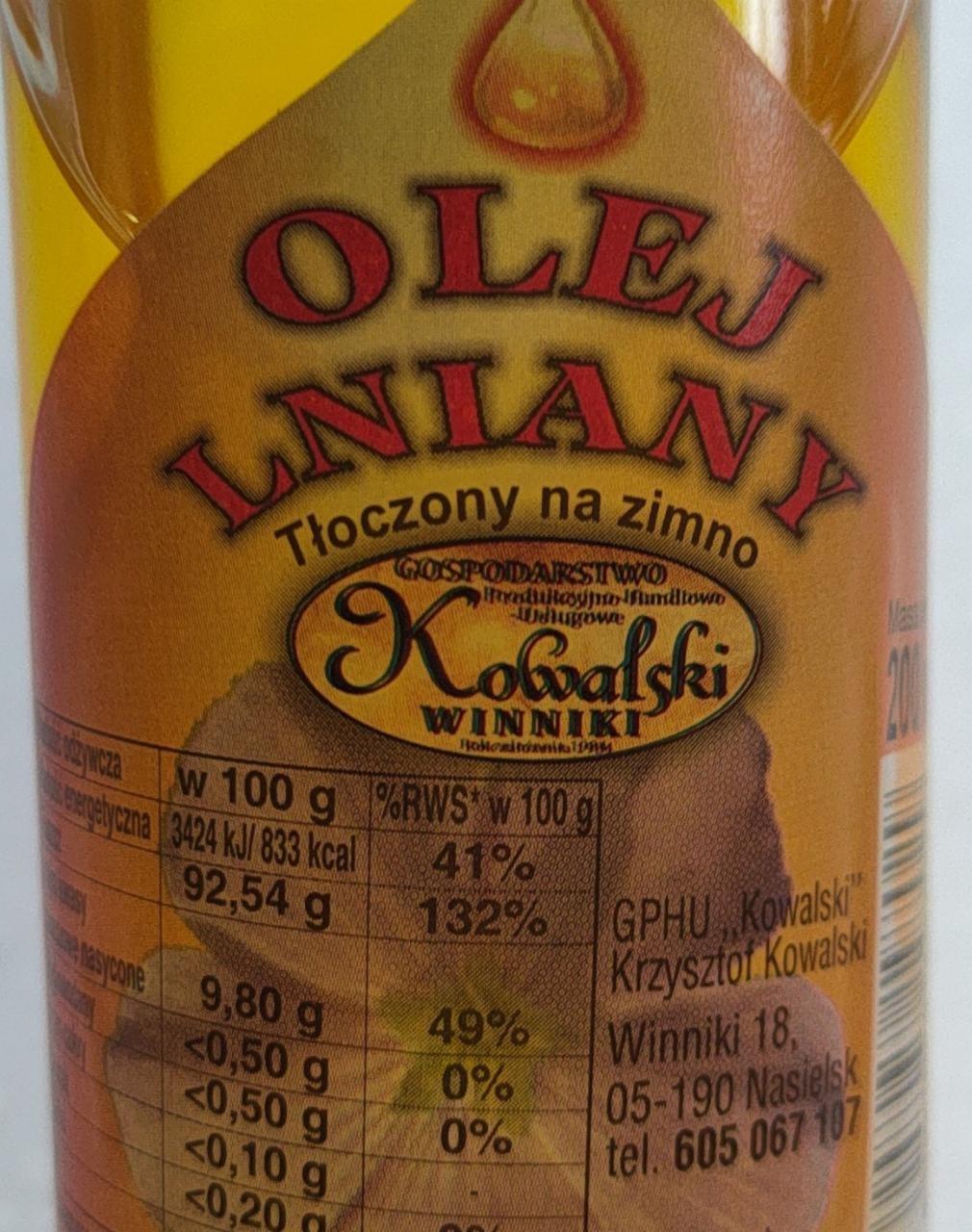 Zdjęcia - Olej lniany tłoczony na zimno 200 ml Kowalski Winniki