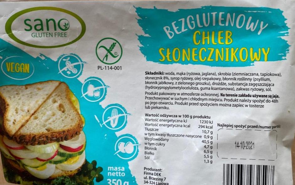 Zdjęcia - SANO chleb słonecznikowy bezglutenowy