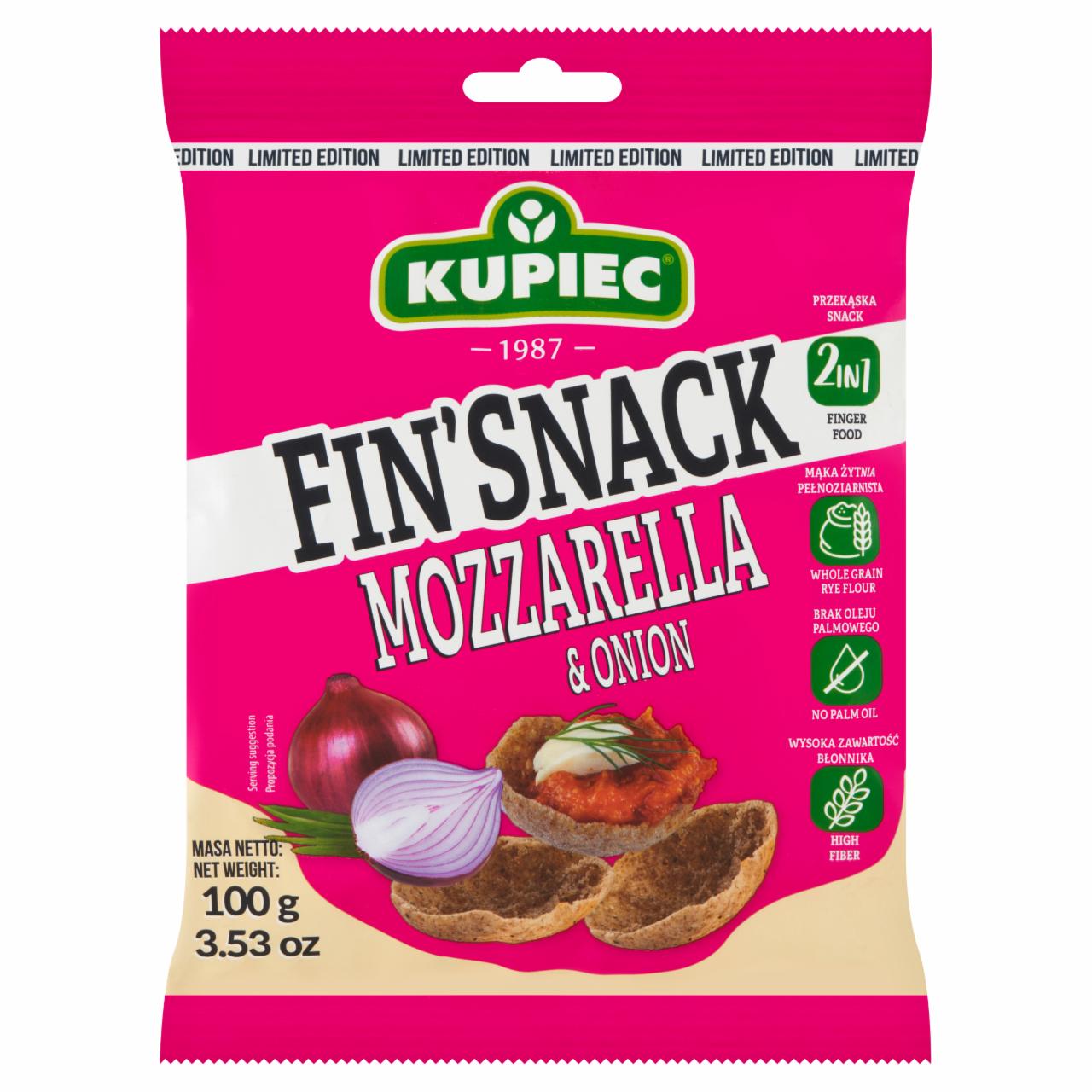 Zdjęcia - Kupiec Fin'Snack Snacki żytnie o smaku mozzarelli i cebulki 100 g