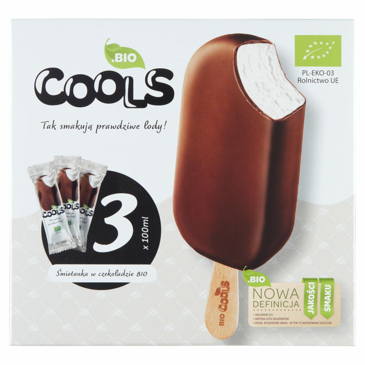 Zdjęcia - BIO Cools Lody śmietankowe w czekoladzie Bio 300 ml (3 x 100 ml)