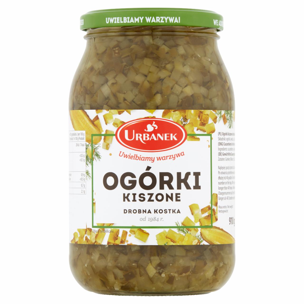 Zdjęcia - Urbanek Ogórki kiszone drobna kostka 910 g