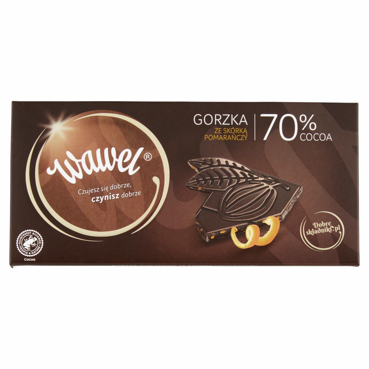 Zdjęcia - Wawel Czekolada gorzka 70 % cocoa skórka pomarańczy 100 g