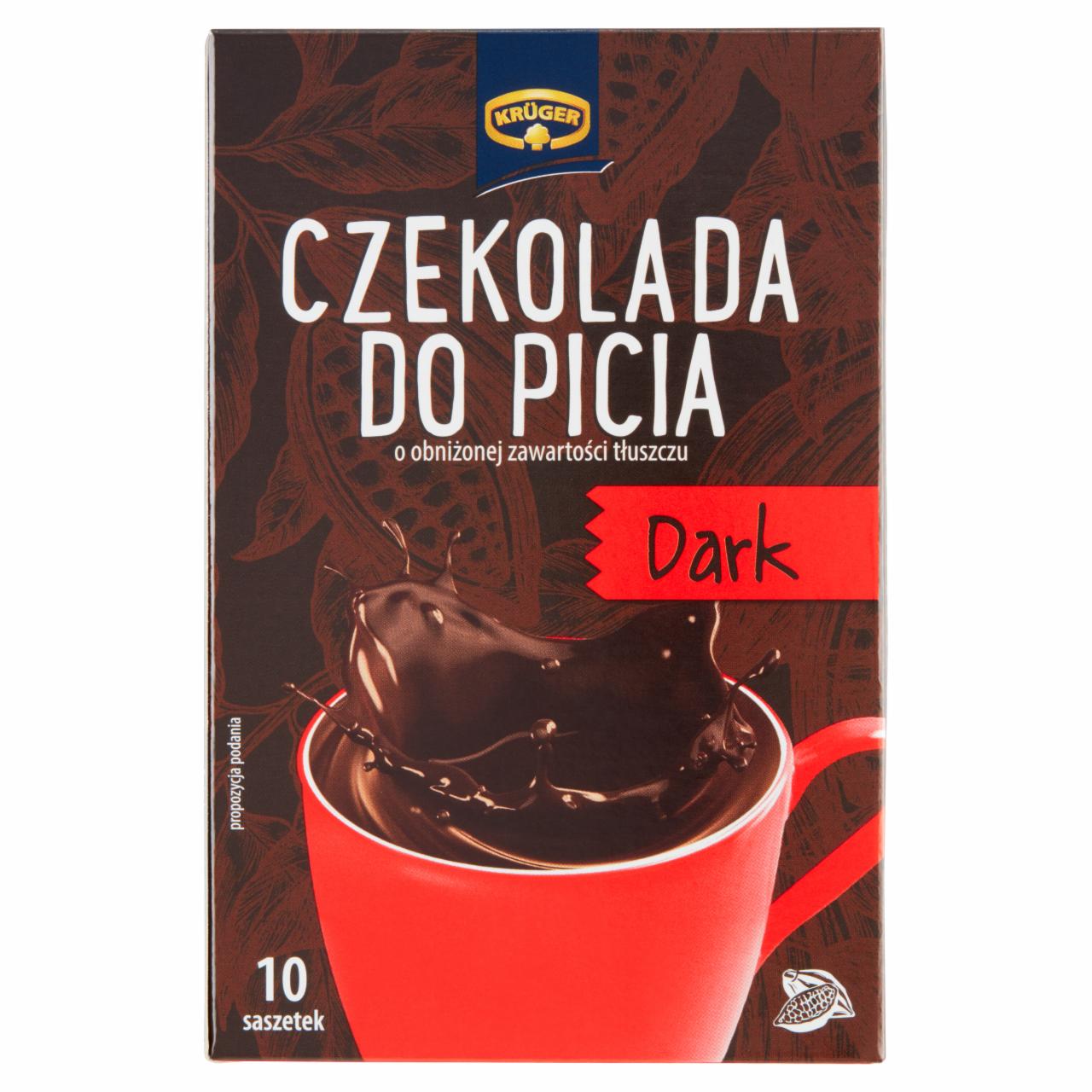 Zdjęcia - Krüger Dark Czekolada do picia o obniżonej zawartości tłuszczu 250 g (10 x 25 g)