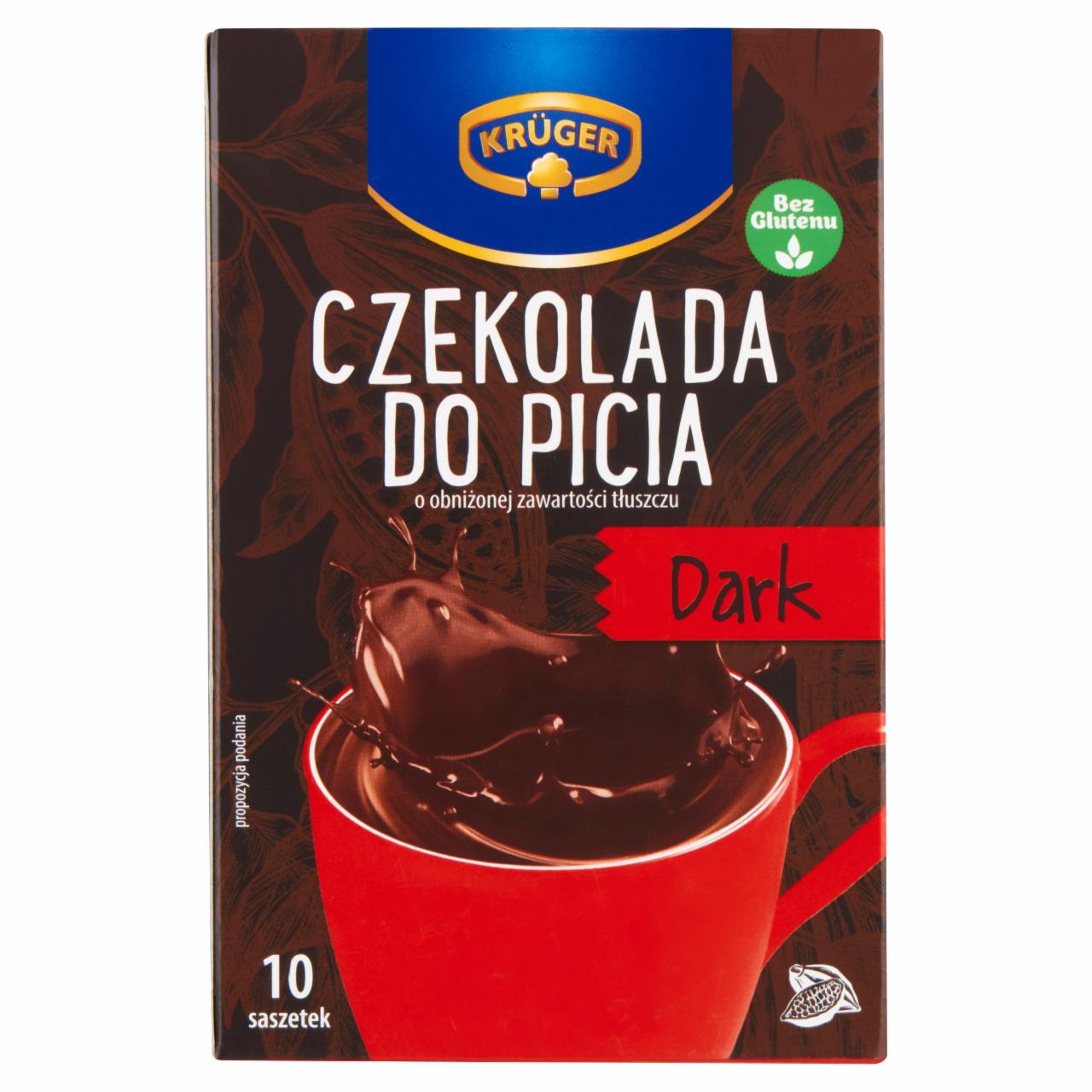 Zdjęcia - Krüger Dark Czekolada do picia o obniżonej zawartości tłuszczu 250 g (10 x 25 g)