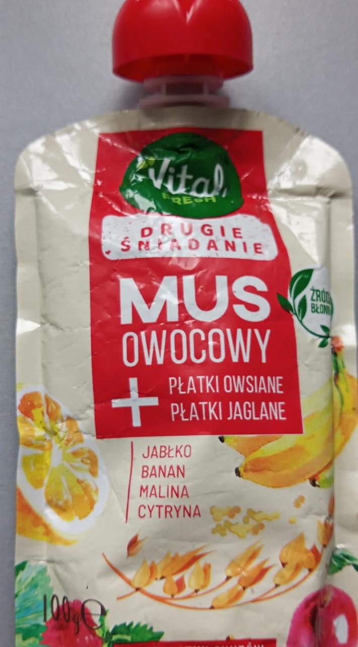 Zdjęcia - Mus owocowy jabłko banan malina cytryna i płaski owsiane z jaglanymi Vital