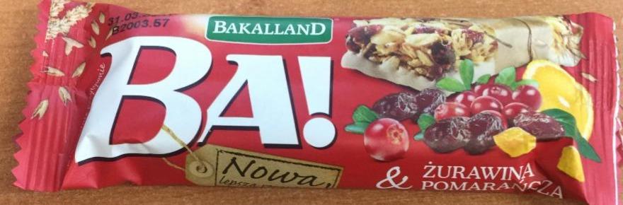 Zdjęcia - Bakalland Ba! Baton zbożowy żurawina i pomarańcza 40 g