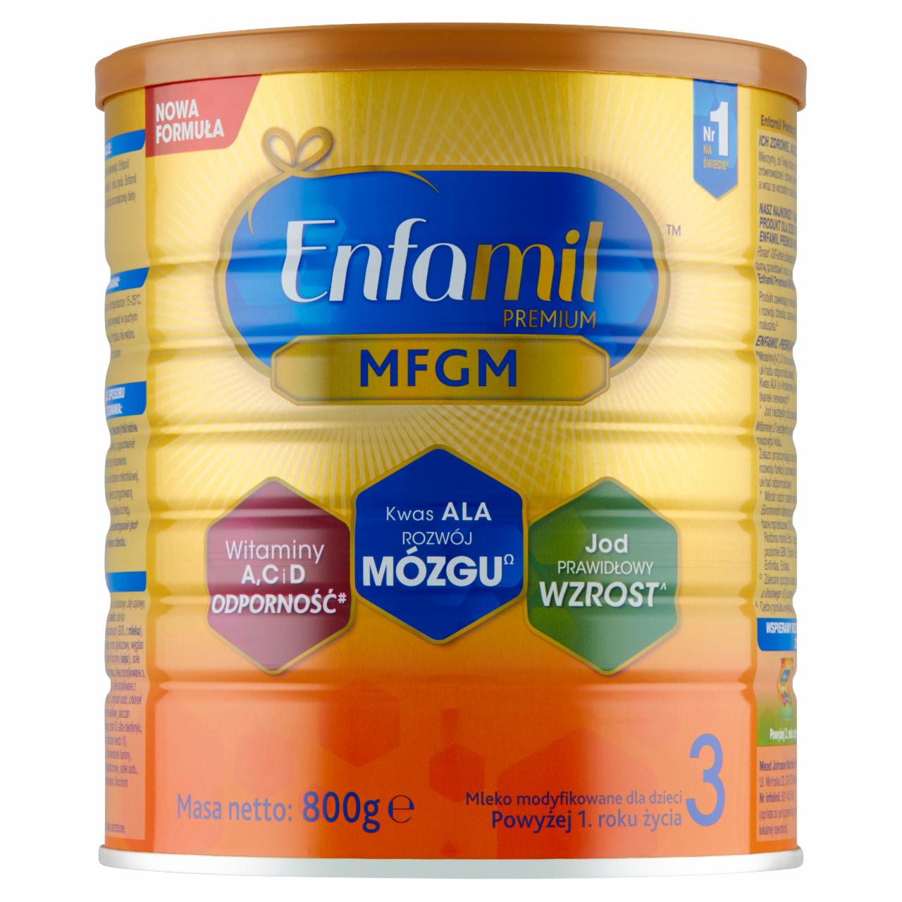 Zdjęcia - Enfamil Premium MFGM 3 Mleko modyfikowane dla dzieci powyżej 1. roku życia 800 g