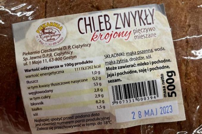 Zdjęcia - Chleb zwykły krojony pieczywo mieszane Piekarnia Ciążynscy