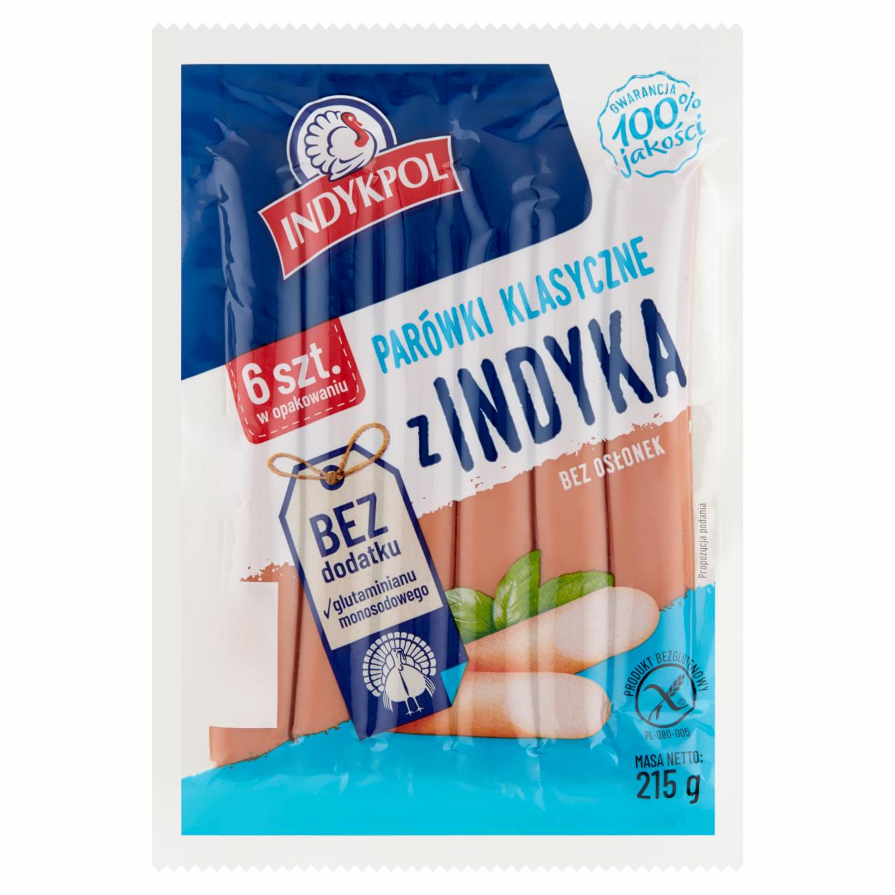 Zdjęcia - Indykpol Parówki klasyczne z indyka 215 g (6 sztuk)