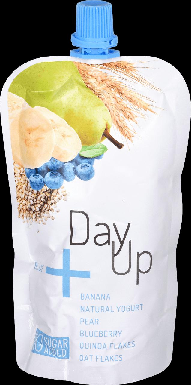 Zdjęcia - DayUp Blue Puree bananowe z jogurtem naturalnym gruszką czarną jagodą i płatkami 120 g